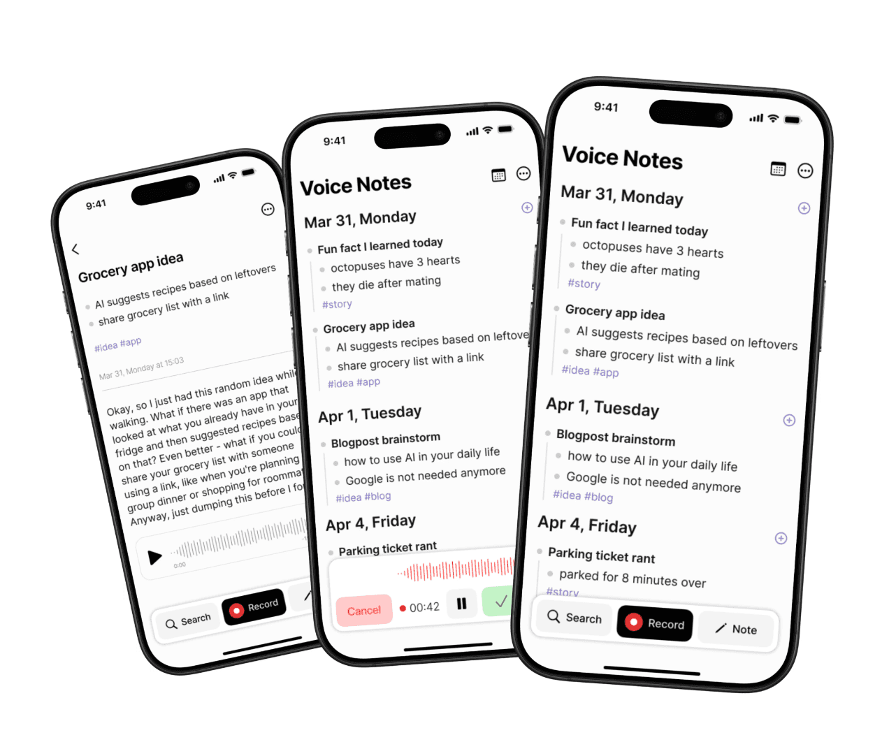 AI Voice Notes - live faster! screenshot 1