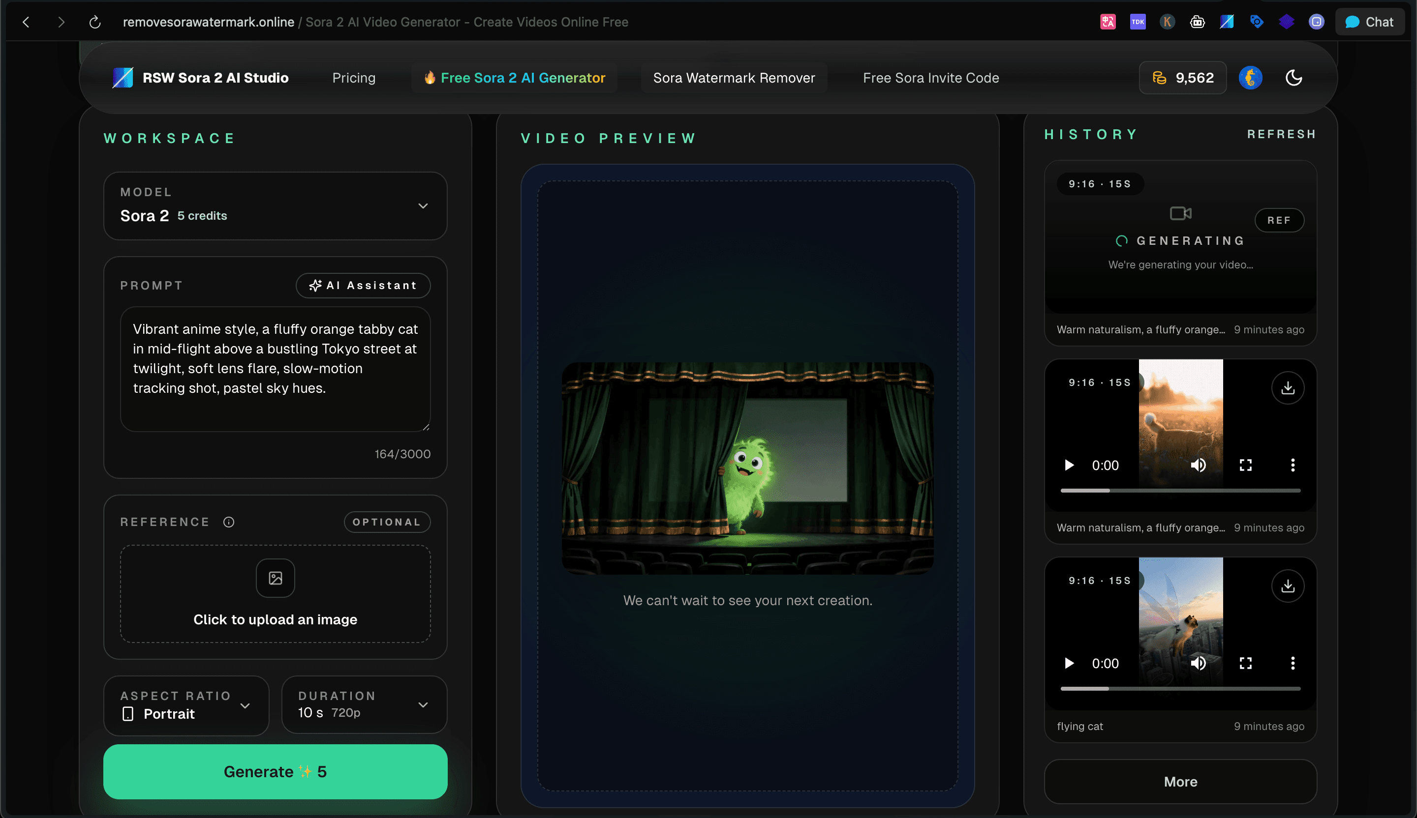 RSW Sora 2 AI Studio screenshot 1
