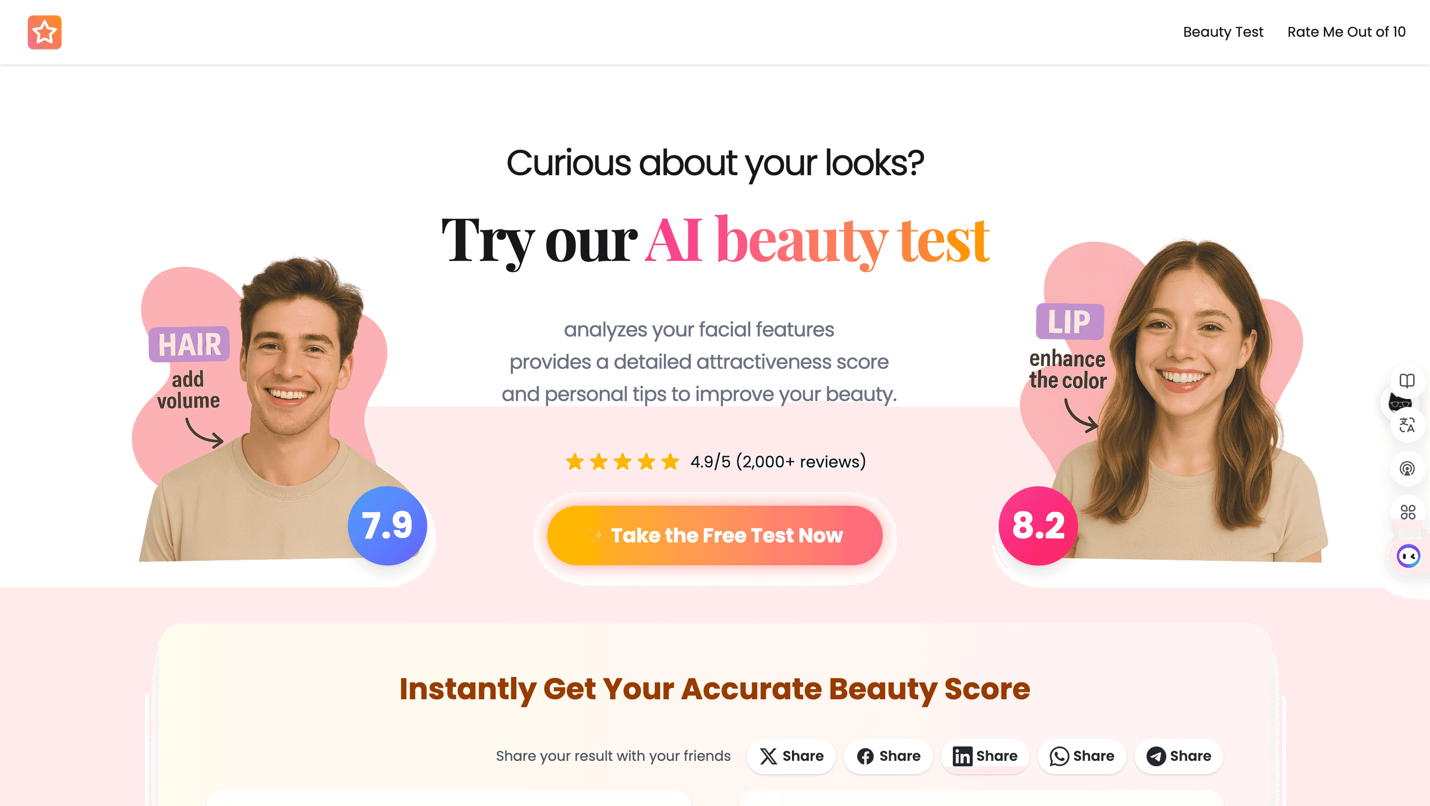 Free AI Beauty Test screenshot 1