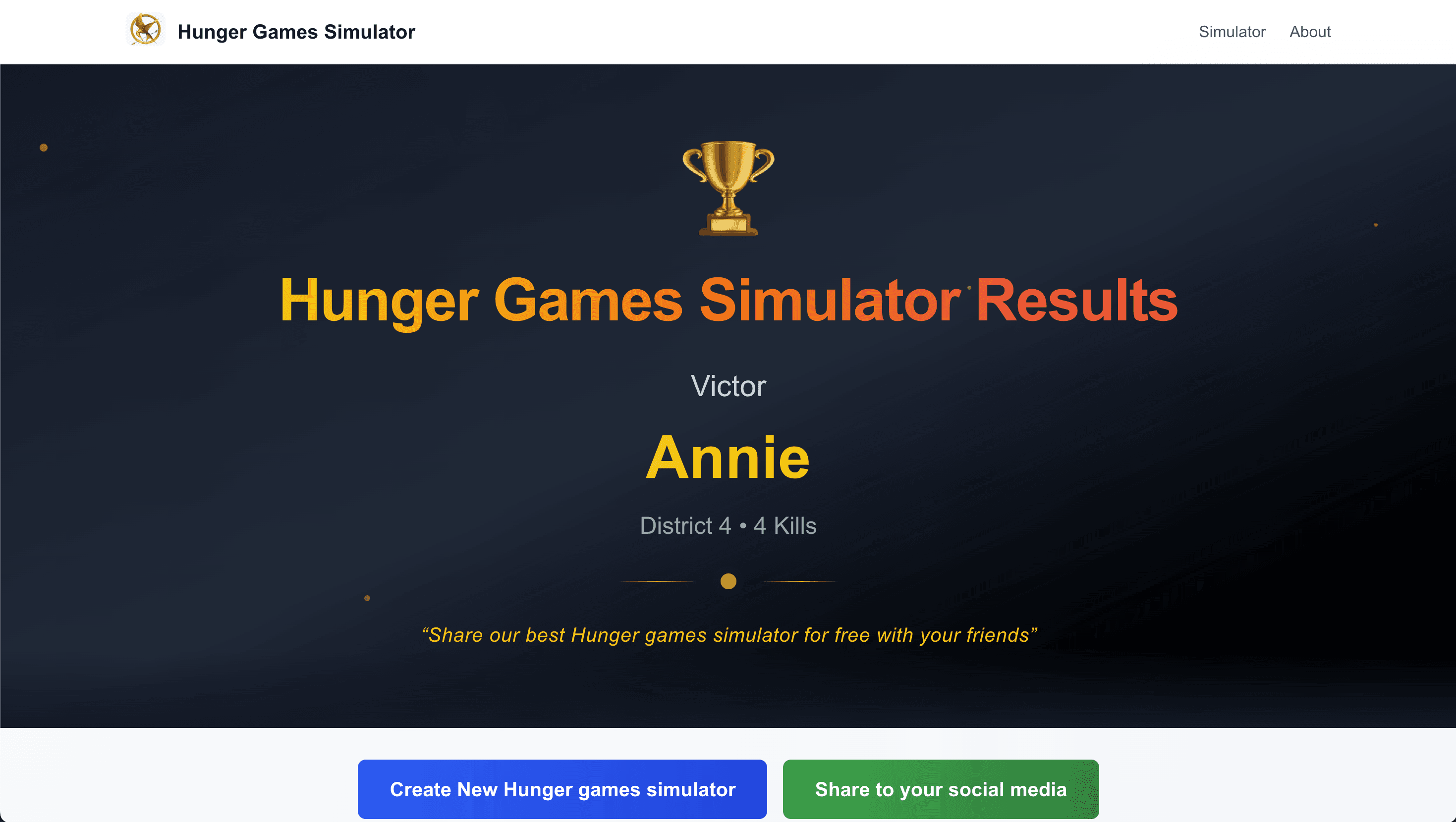 Hunget Games Simulator screenshot 1