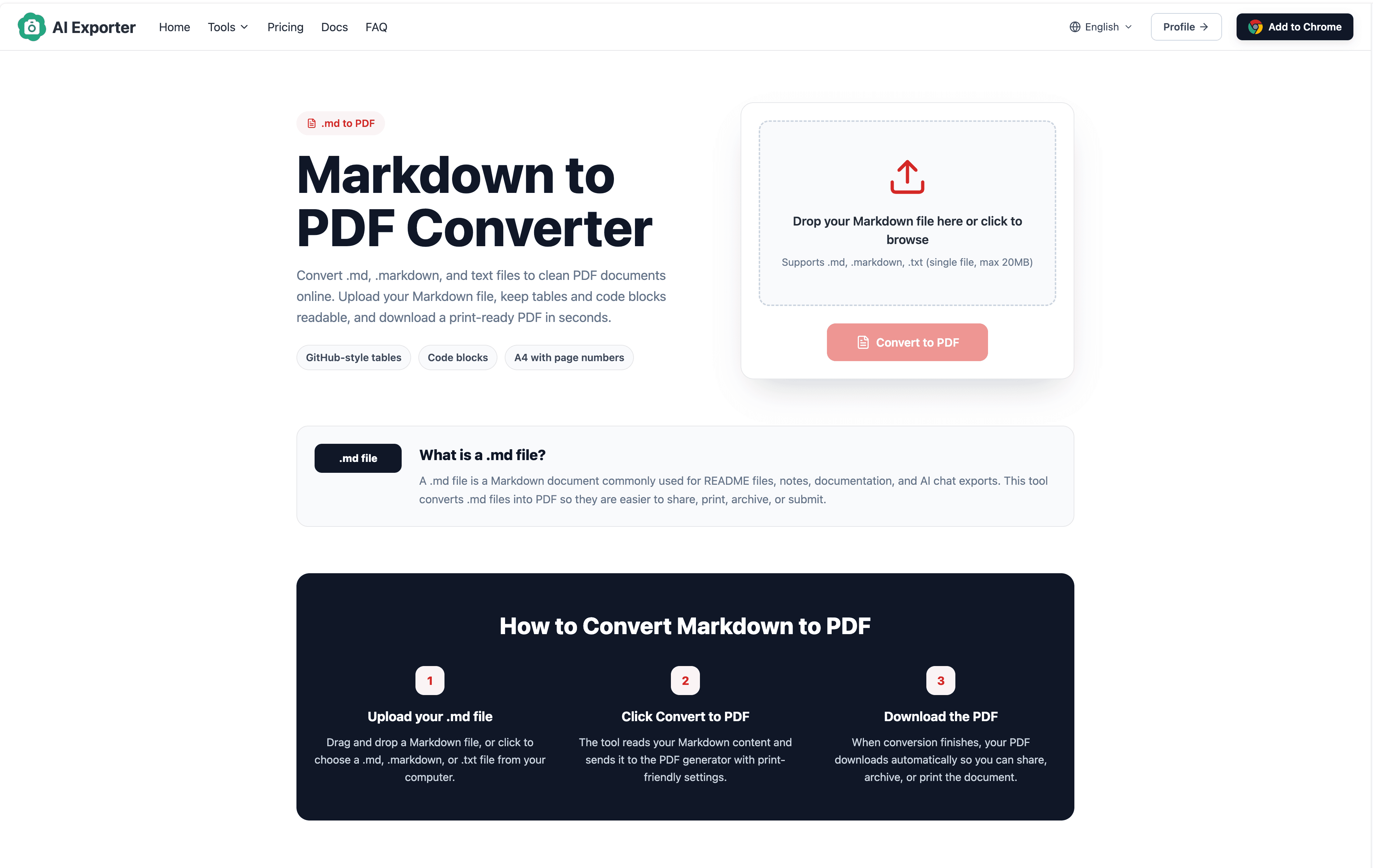 SaveAI Markdown to PDF Converter screenshot 1