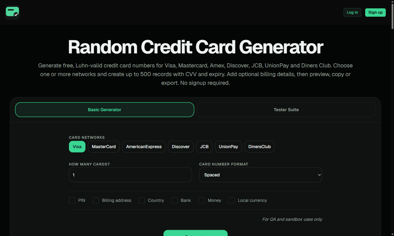 Random Credit Card Generator screenshot 1