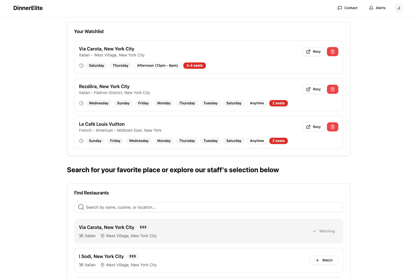 DinnerElite screenshot 1