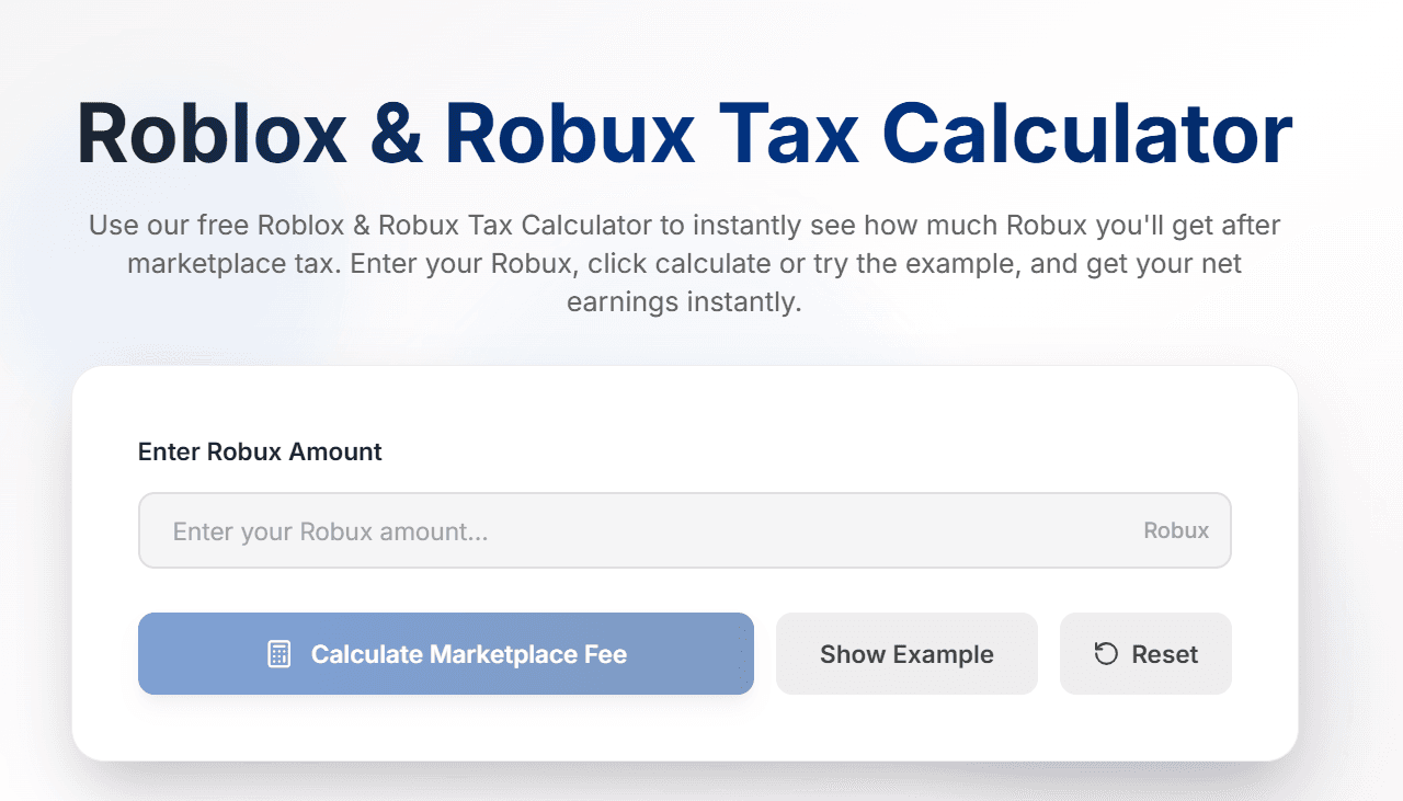 Roblox Tax Calculator screenshot 1