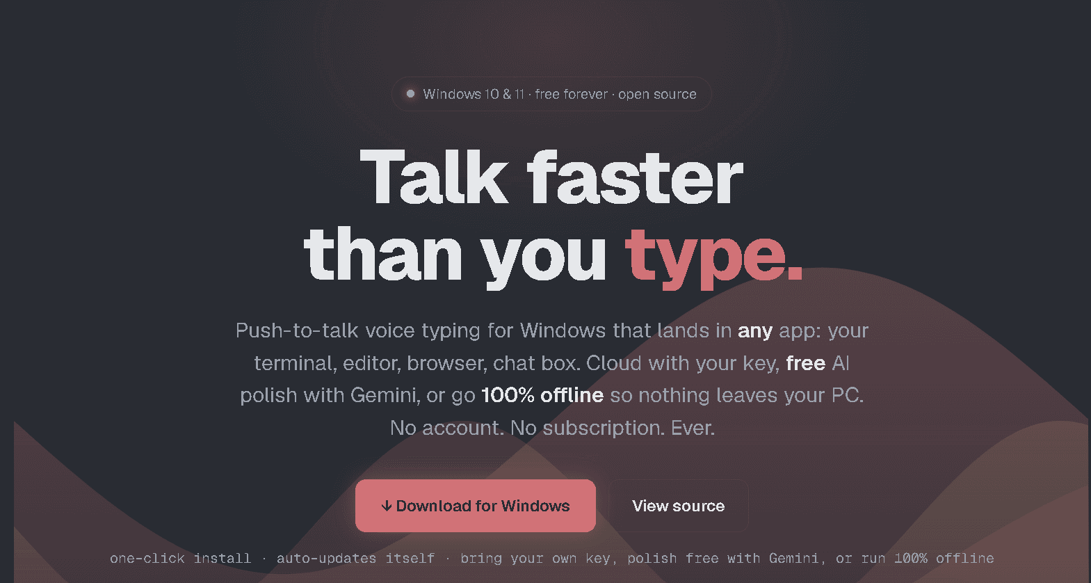 Free, private, and built for Windows dictation screenshot 1