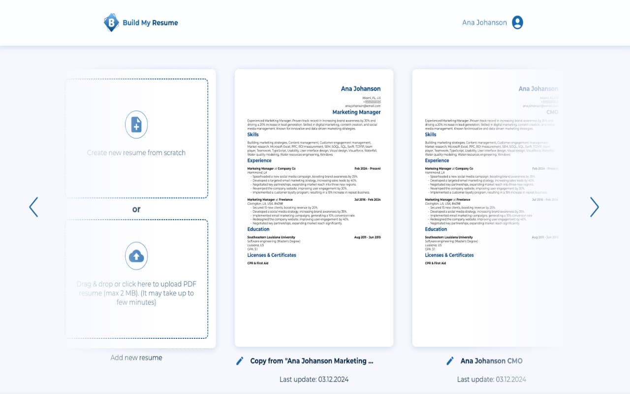 BuildMyResume.co screenshot 1