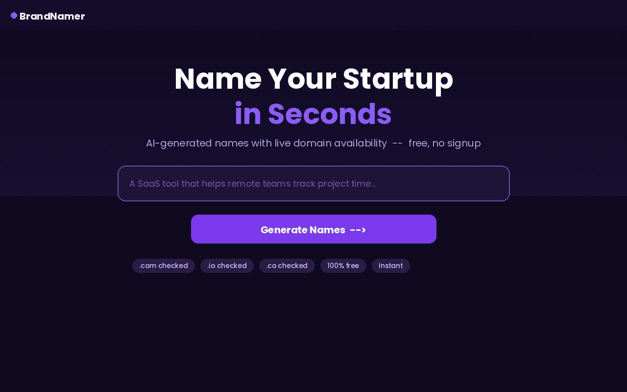brandnamer.io screenshot 1
