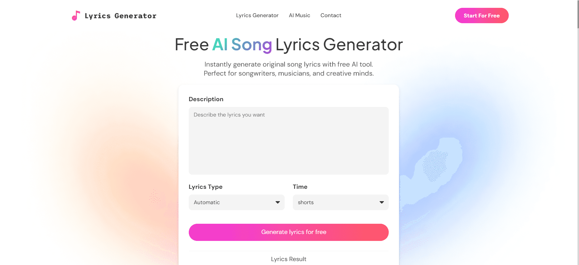  AI Lyrics Generator screenshot 1