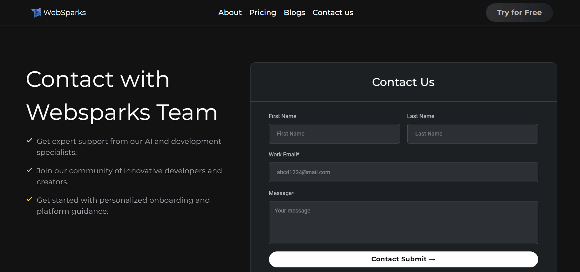 websparks screenshot 1