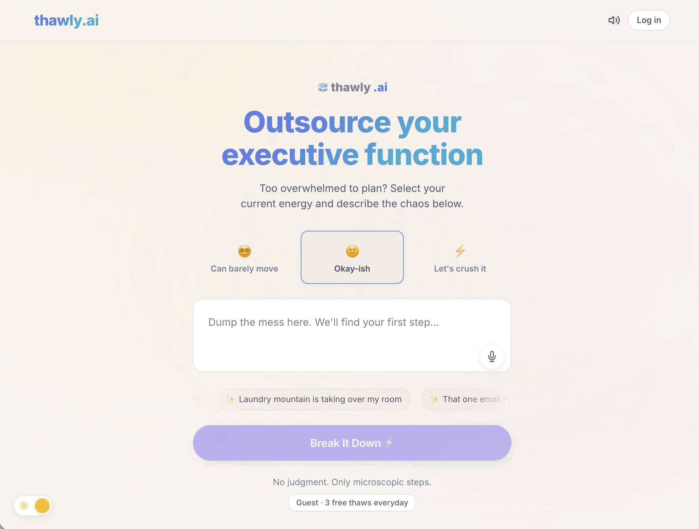 Thawly - ADHD Task Initiation Engine screenshot 1