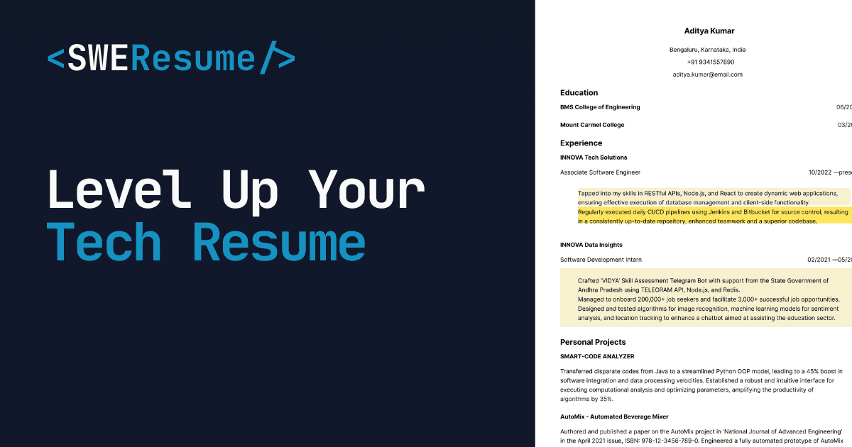SWE Resume screenshot 1