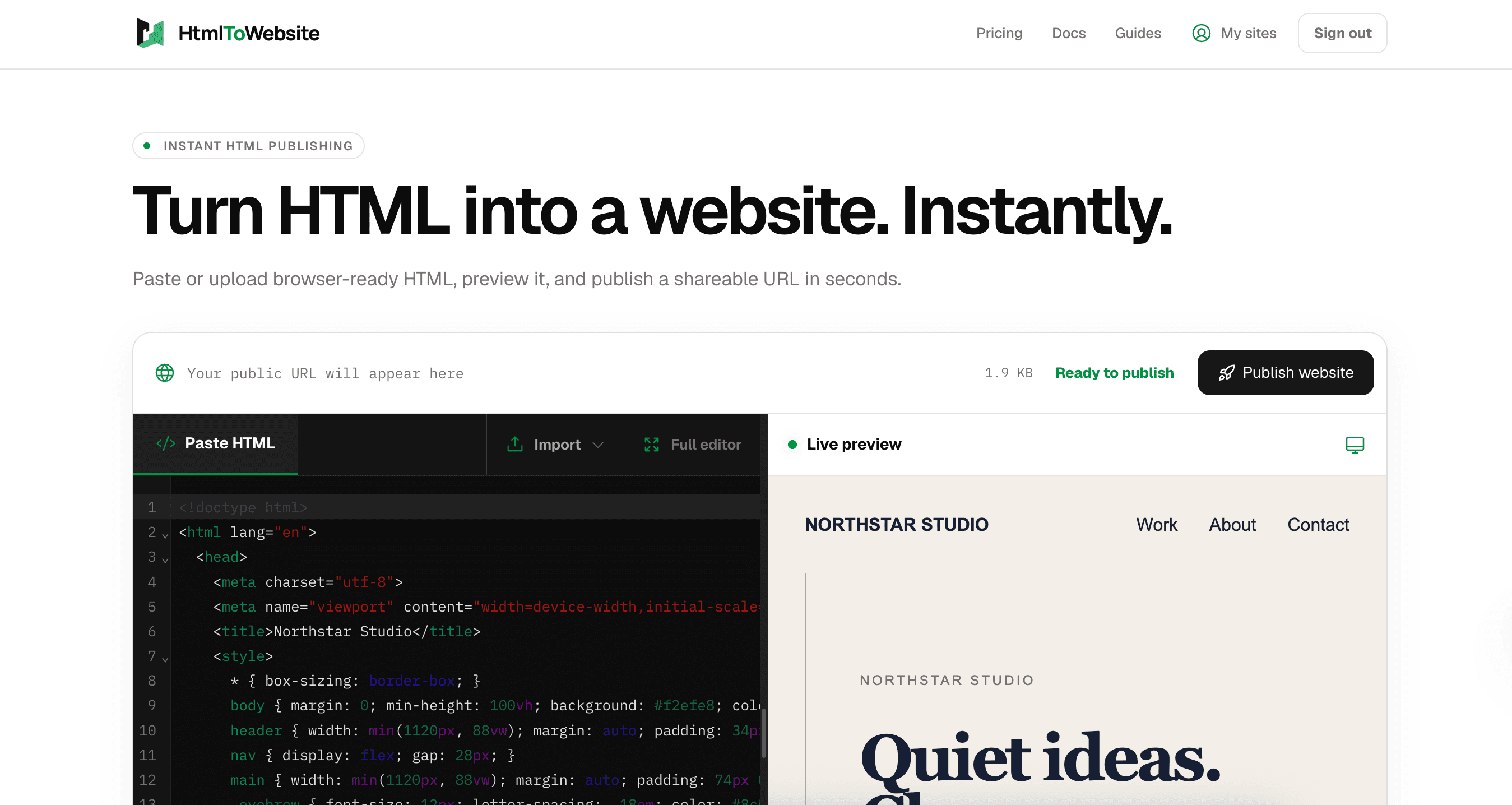 HtmlToWebsite screenshot 1
