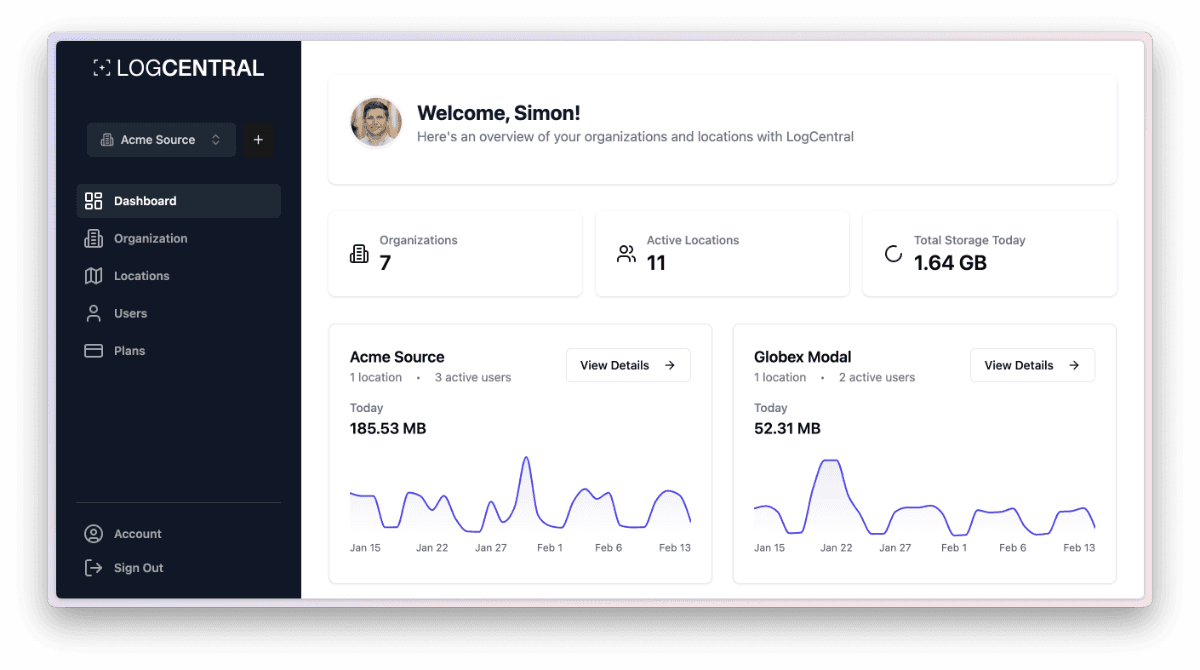 LogCentral screenshot 1