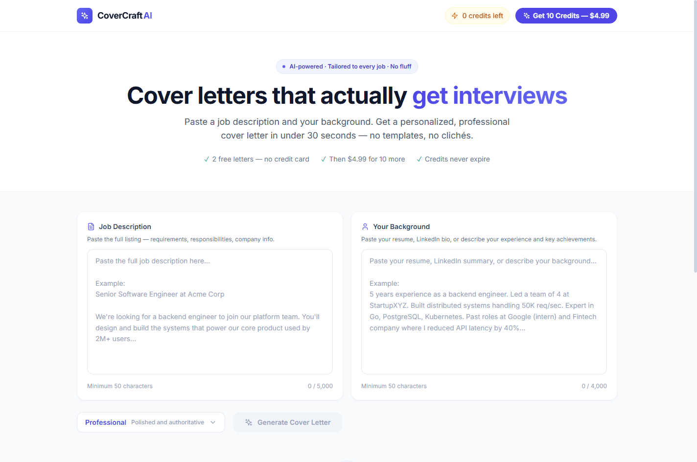 CoverCraft AI screenshot 1