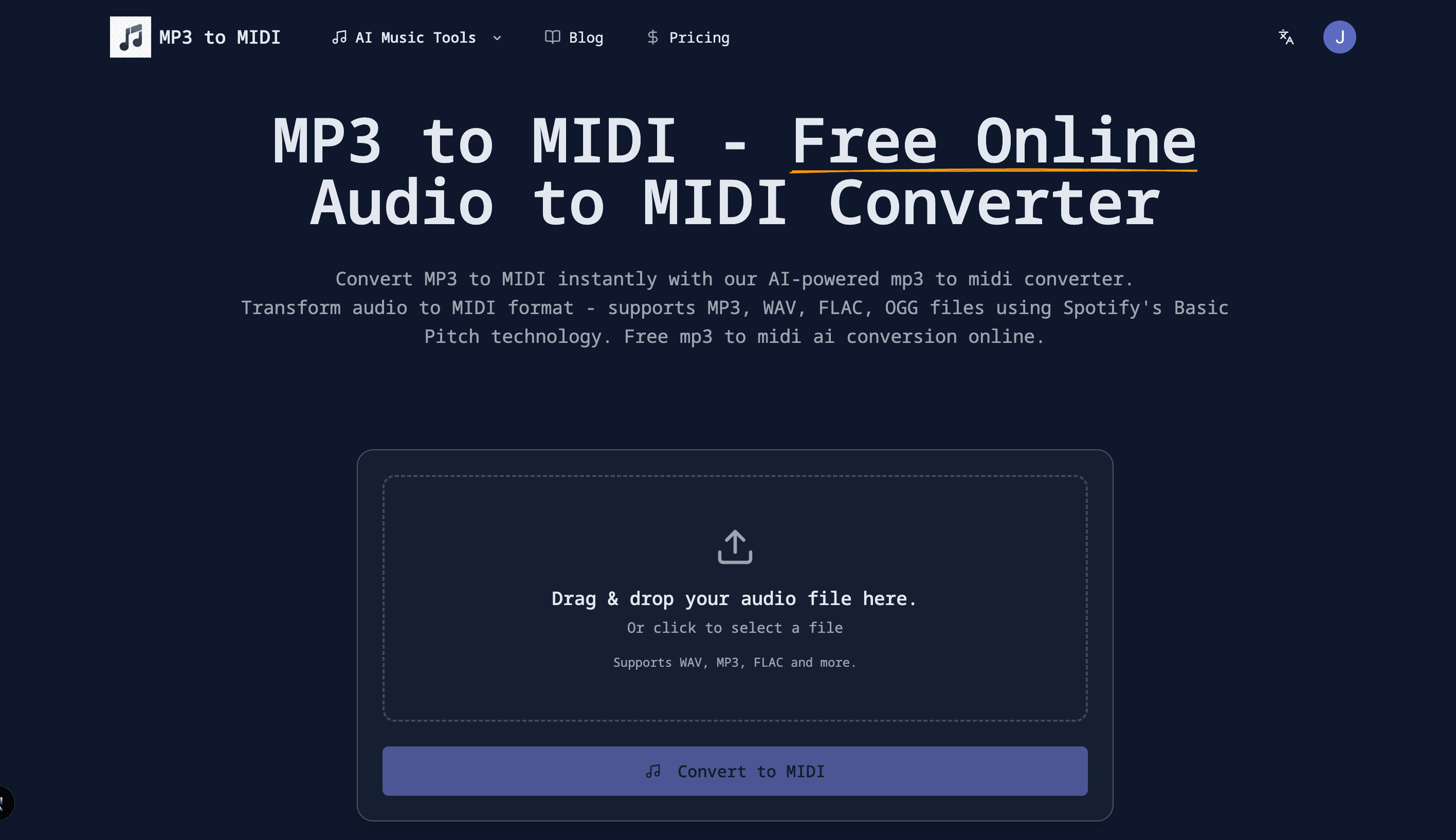 Mp3ToMidi screenshot 1