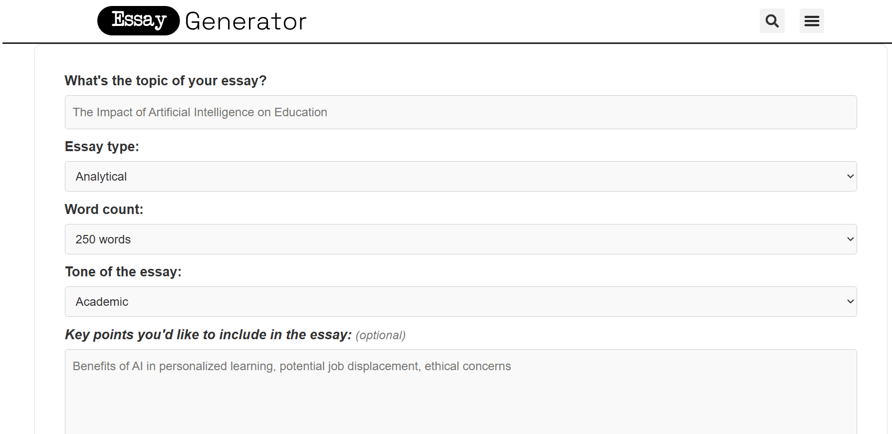 Essay Generator screenshot 1