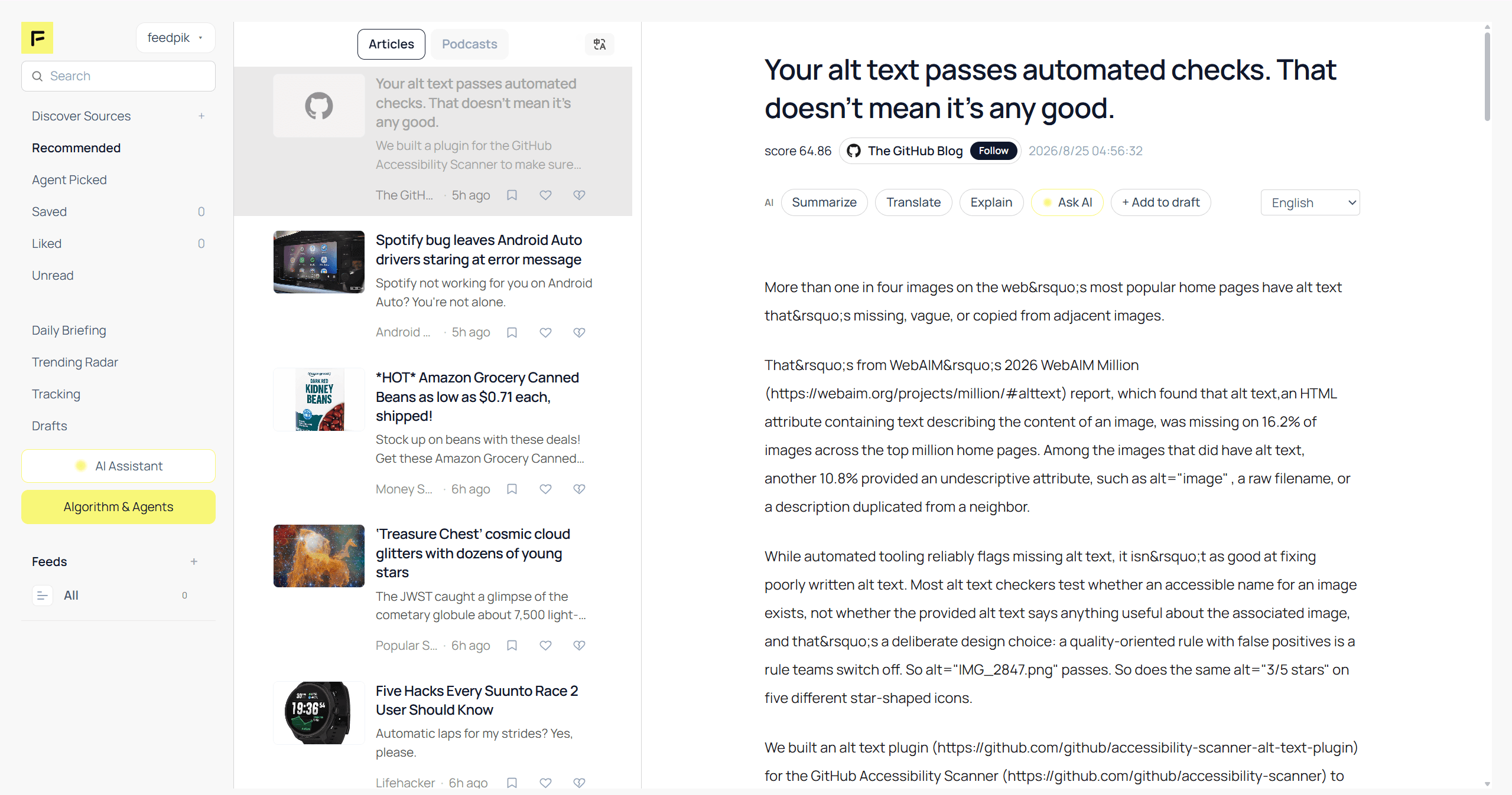Feedpik screenshot 1