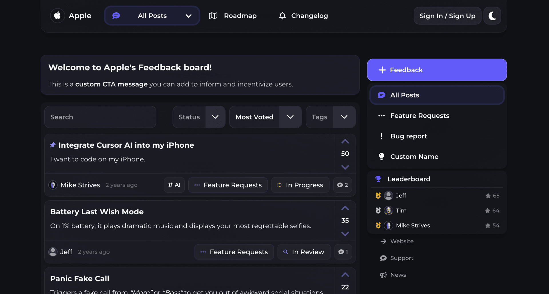 Upvoty screenshot 1