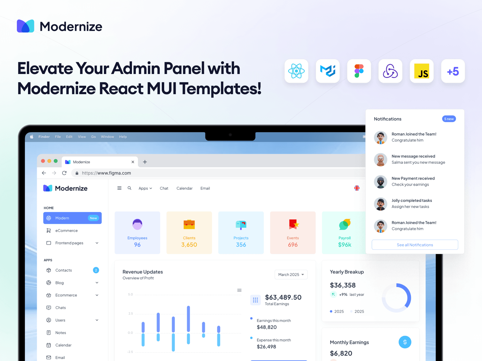 Modernize React MUI Admin Template screenshot 1