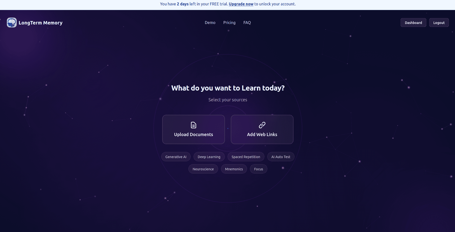 LongTerMemory AI-powered study tool screenshot 1