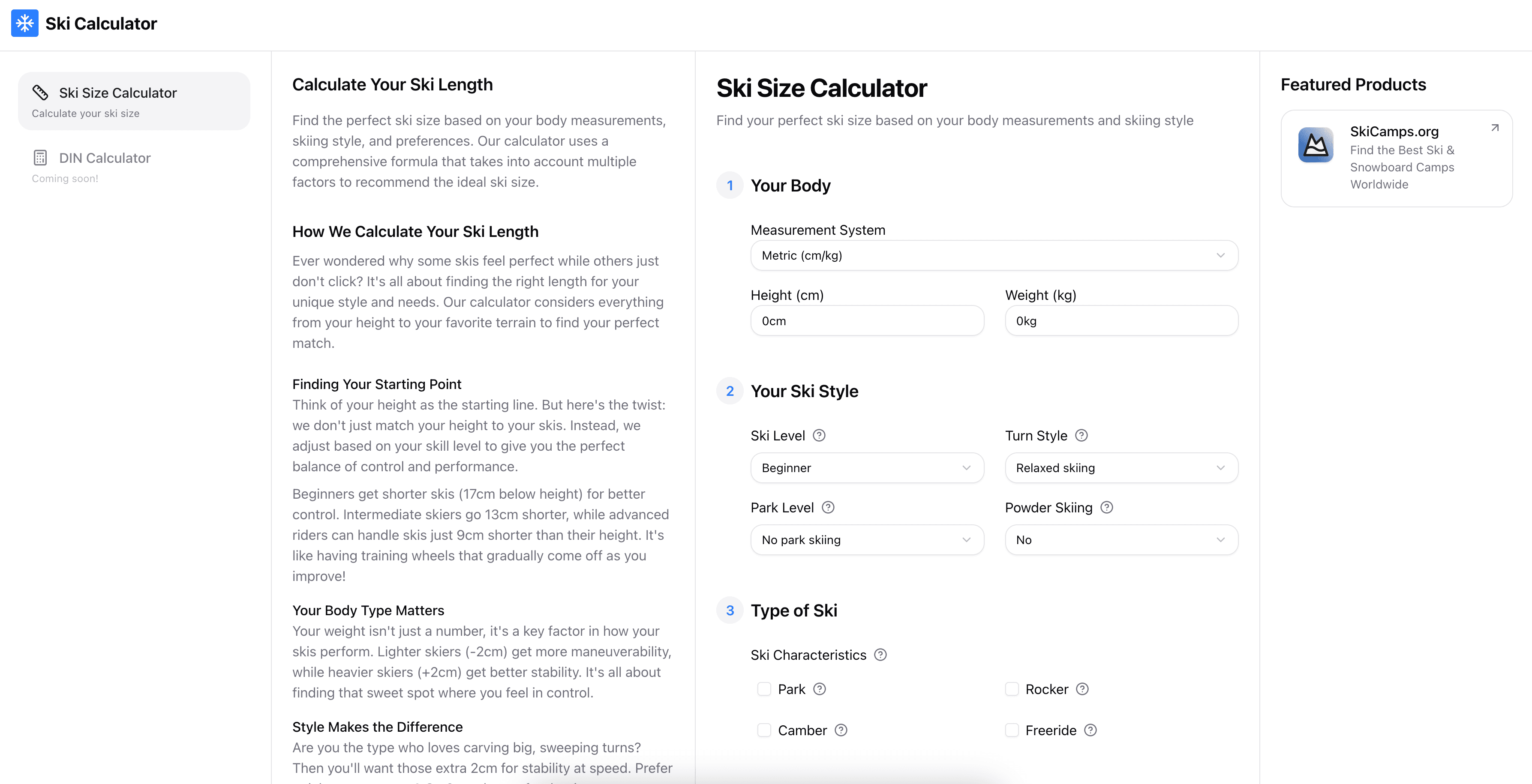 Ski Calculator screenshot 1