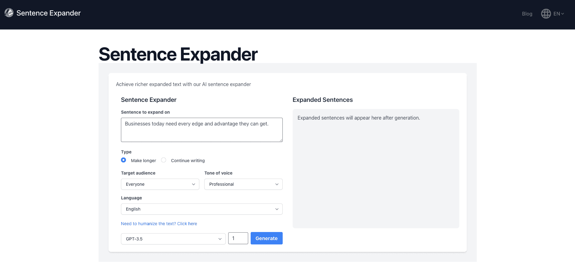 AI Sentence Expander screenshot 1