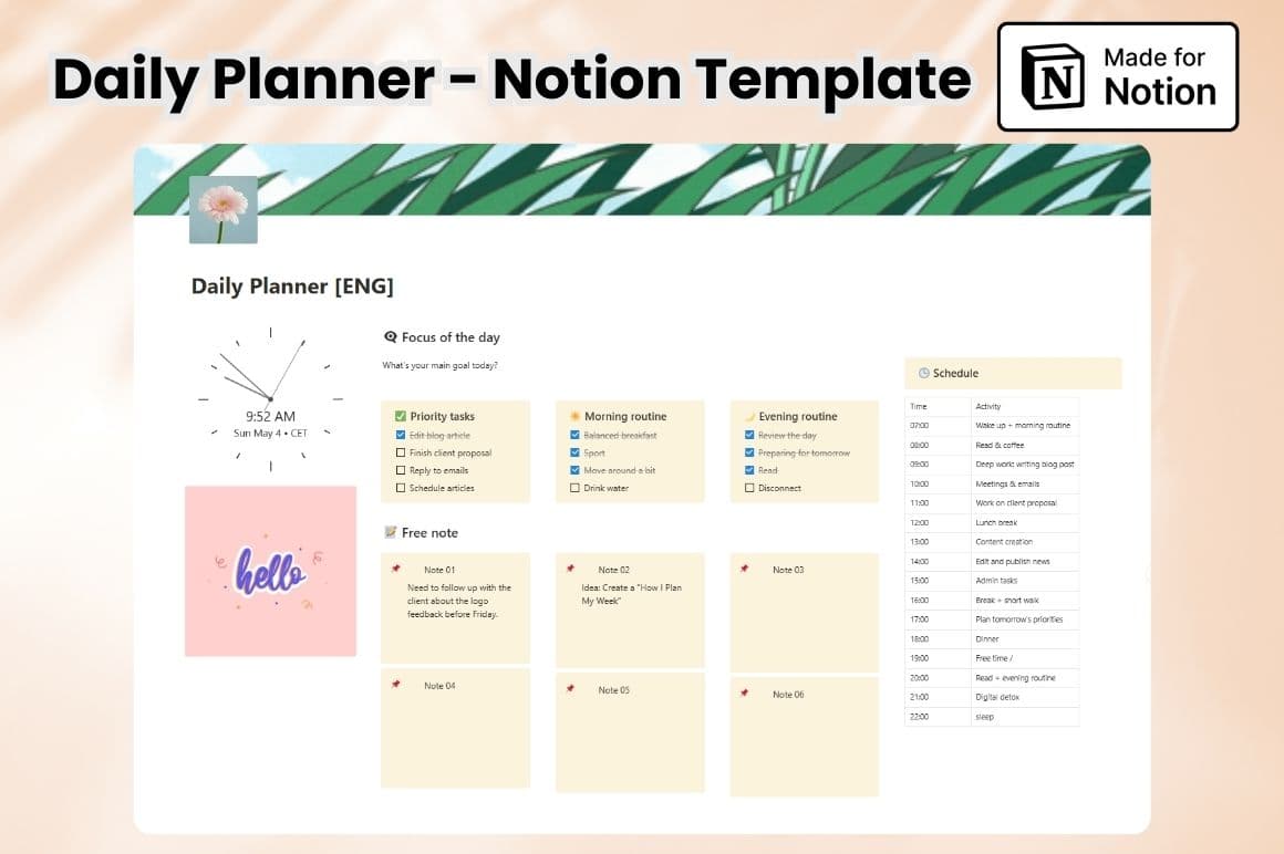Daily Planner - Notion Template screenshot 1