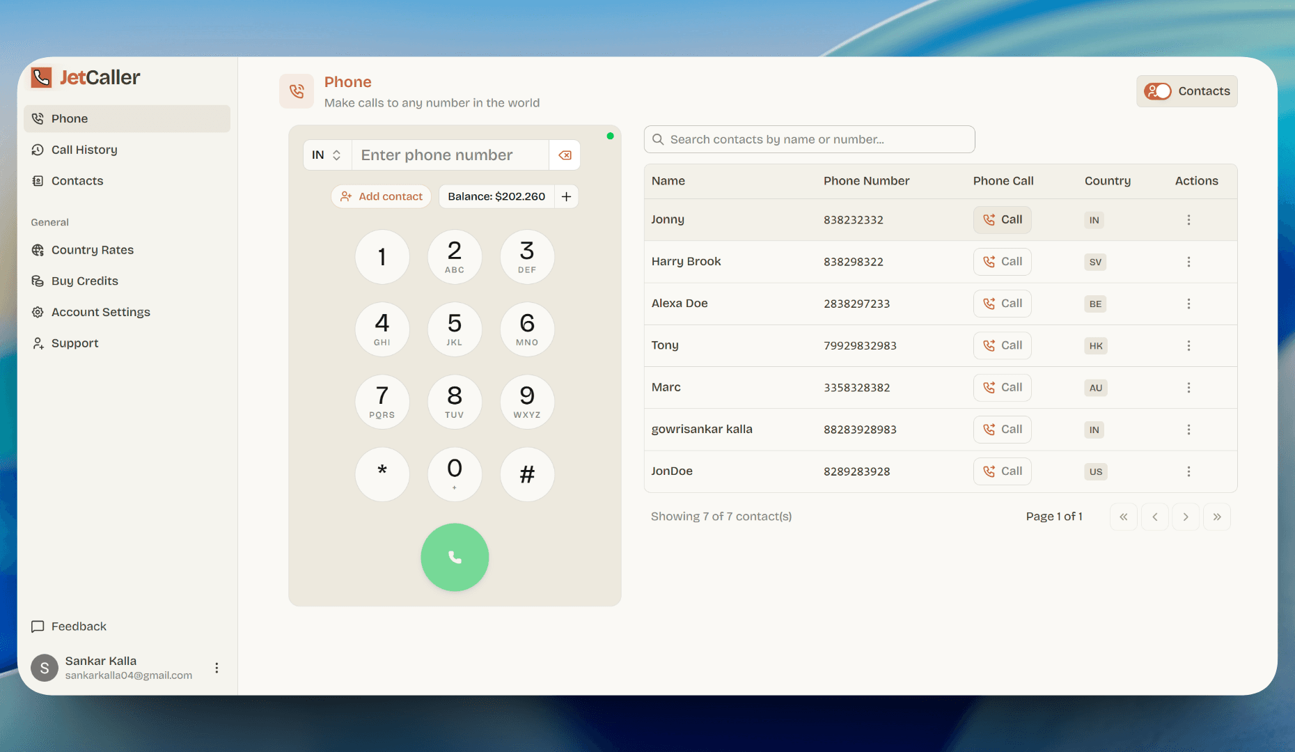 Jetcaller screenshot 1