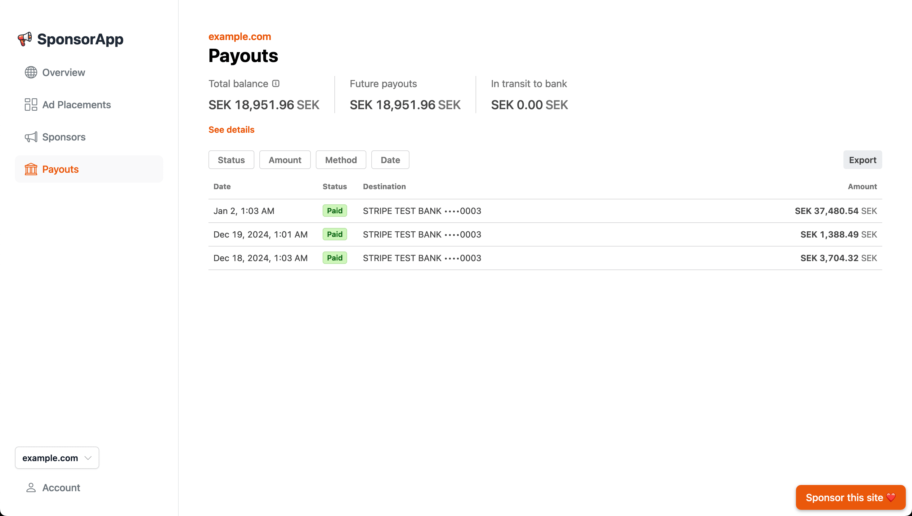 SponsorApp screenshot 1
