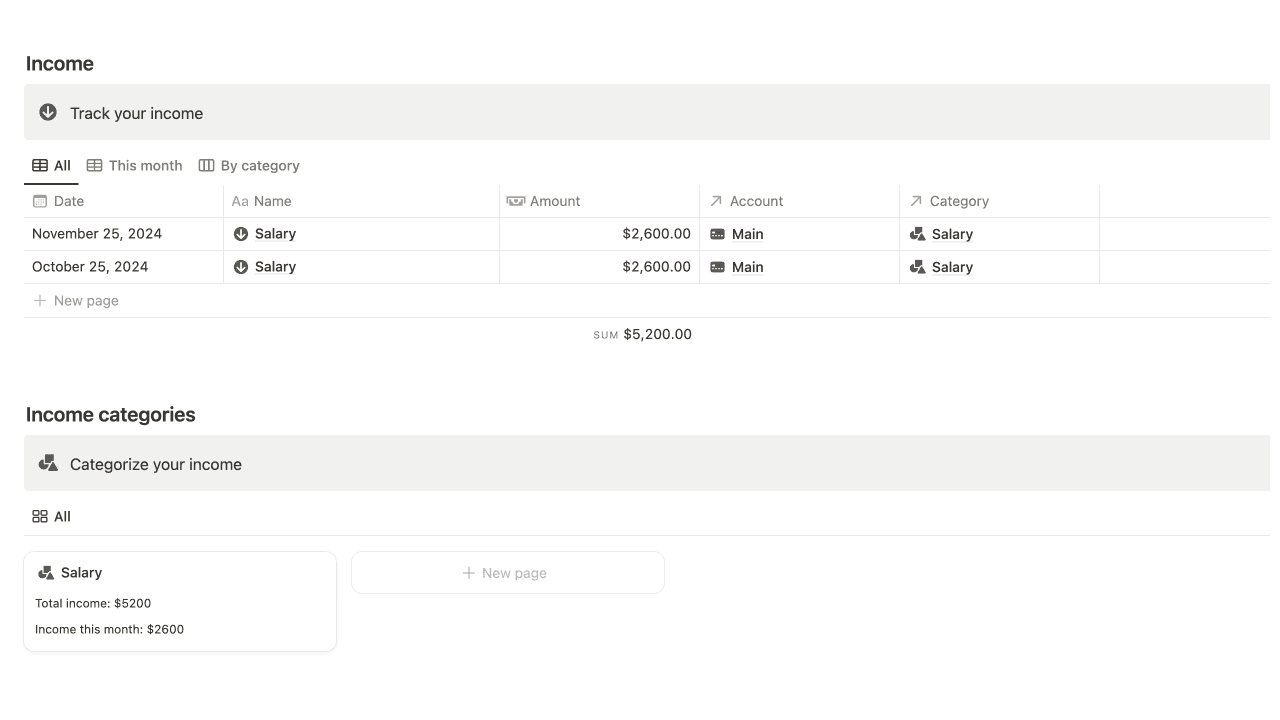 Notion Finance Tracker screenshot 1
