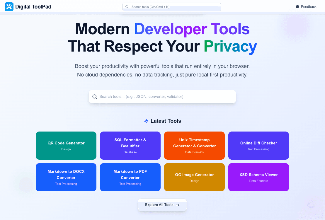 DigitalToolPad Privacy-First Dev Tools screenshot 1
