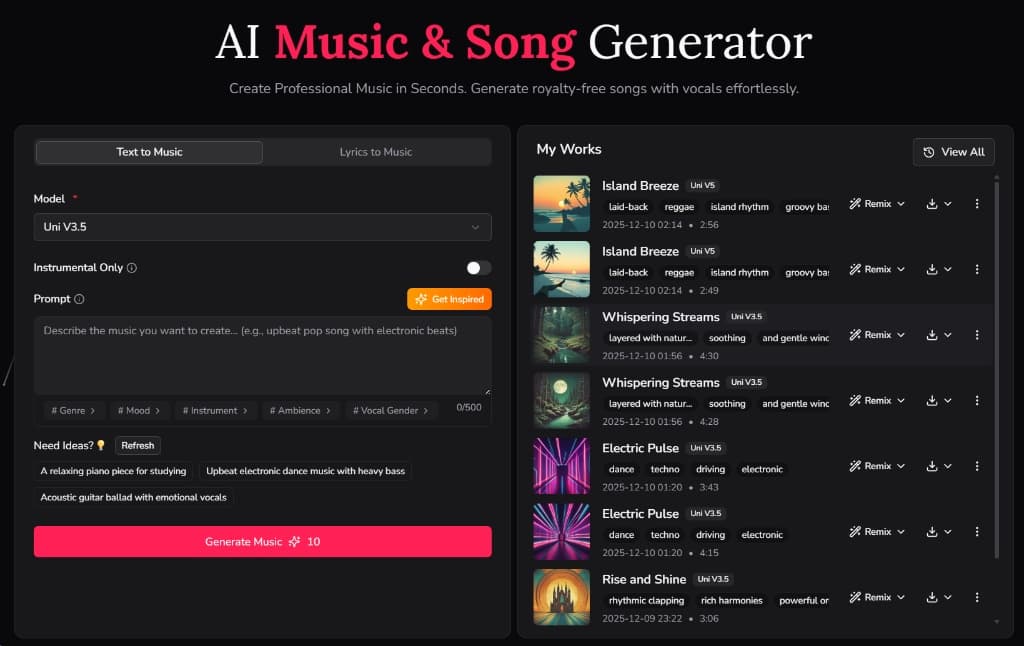 UniMusic AI screenshot 1