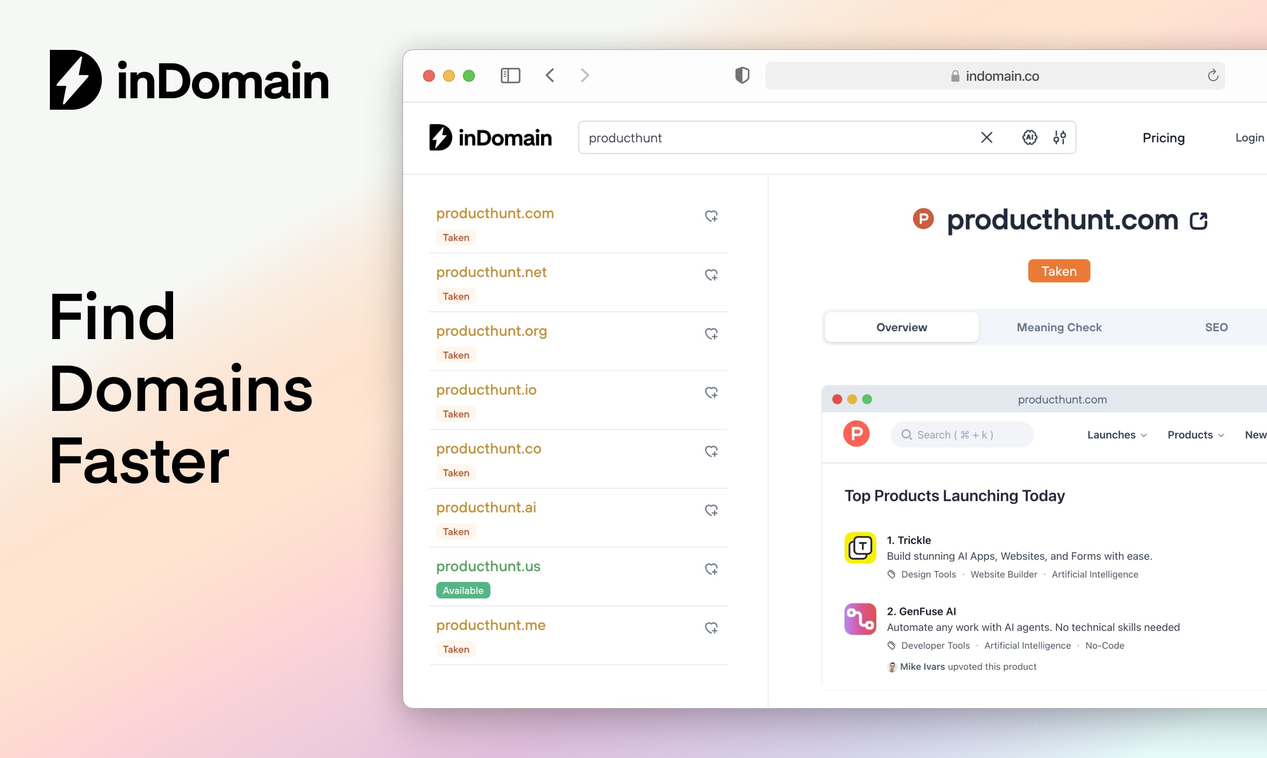 inDomain screenshot 1