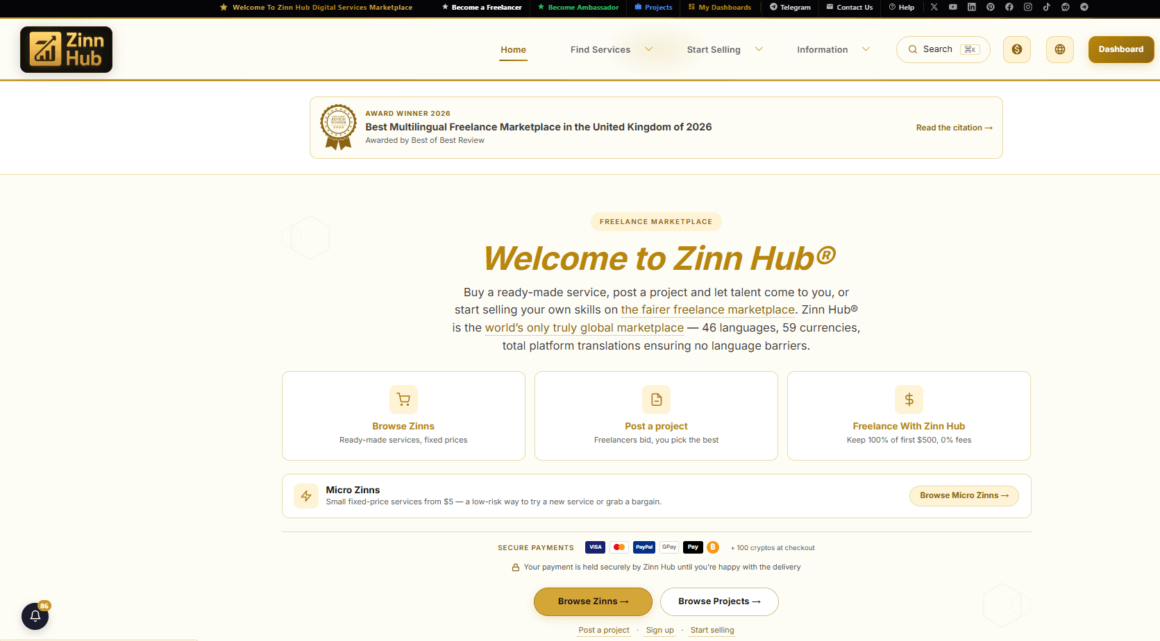 Zinn Hub® Freelance Marketplace screenshot 1