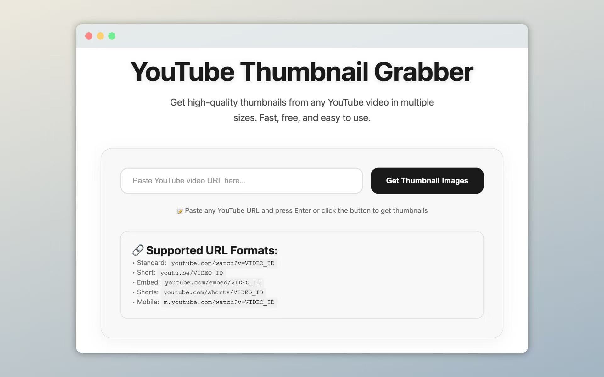 YouTube Thumbnail Grabber screenshot 1