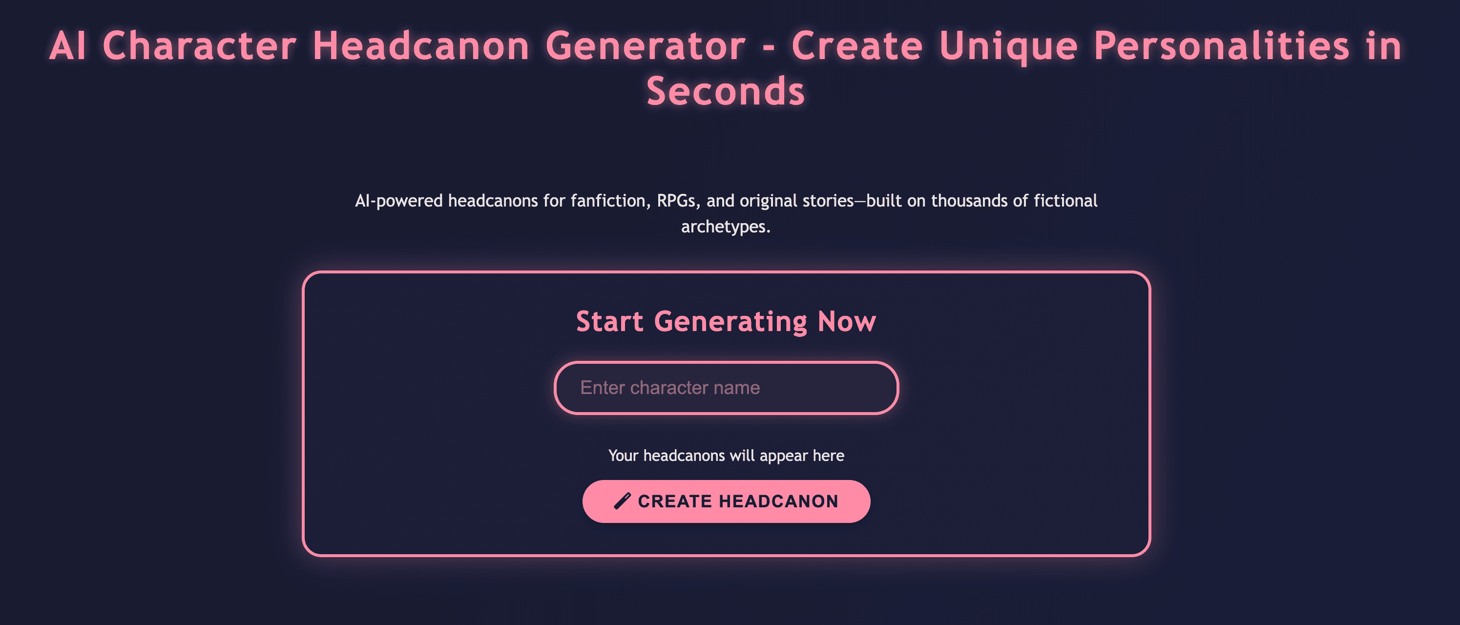AI Character Headcanon Generator screenshot 1