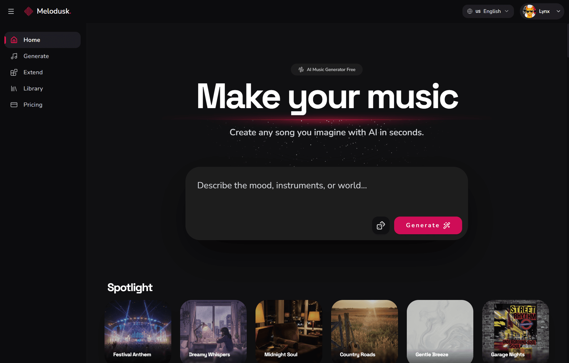 Melodusk - Free AI Music Generator screenshot 1
