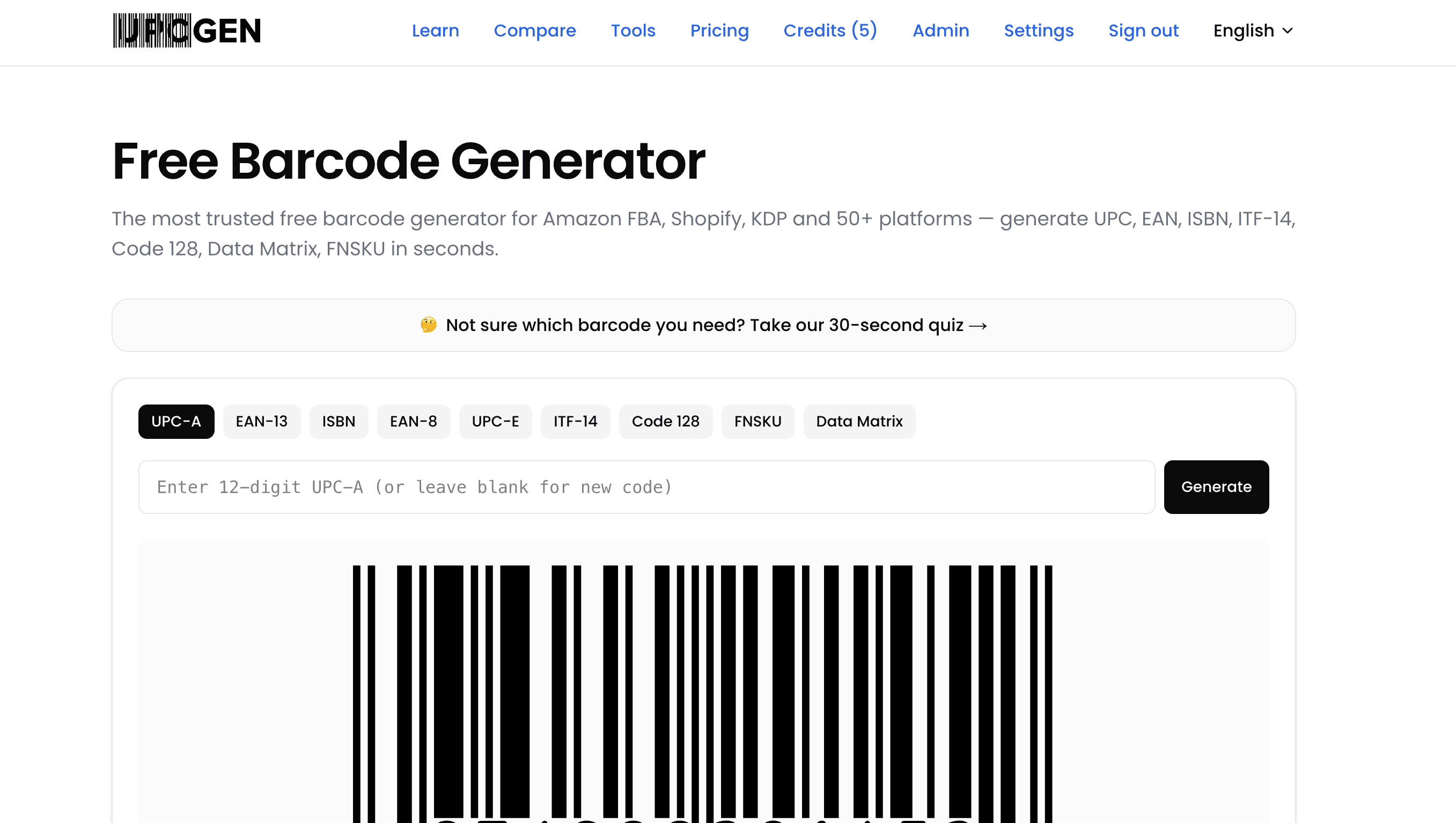 UPCgen screenshot 1