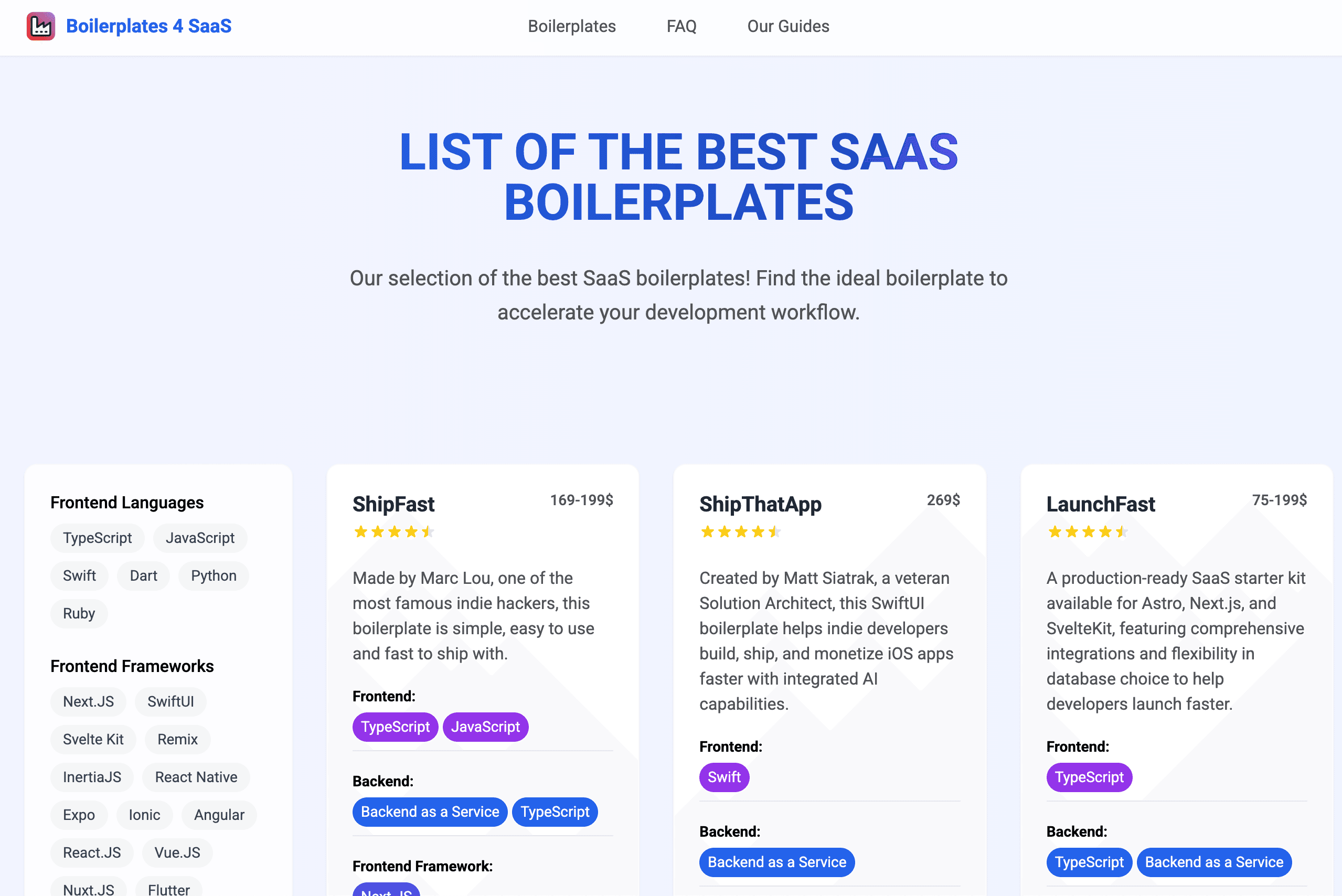 Boilerplates 4 SaaS screenshot 1