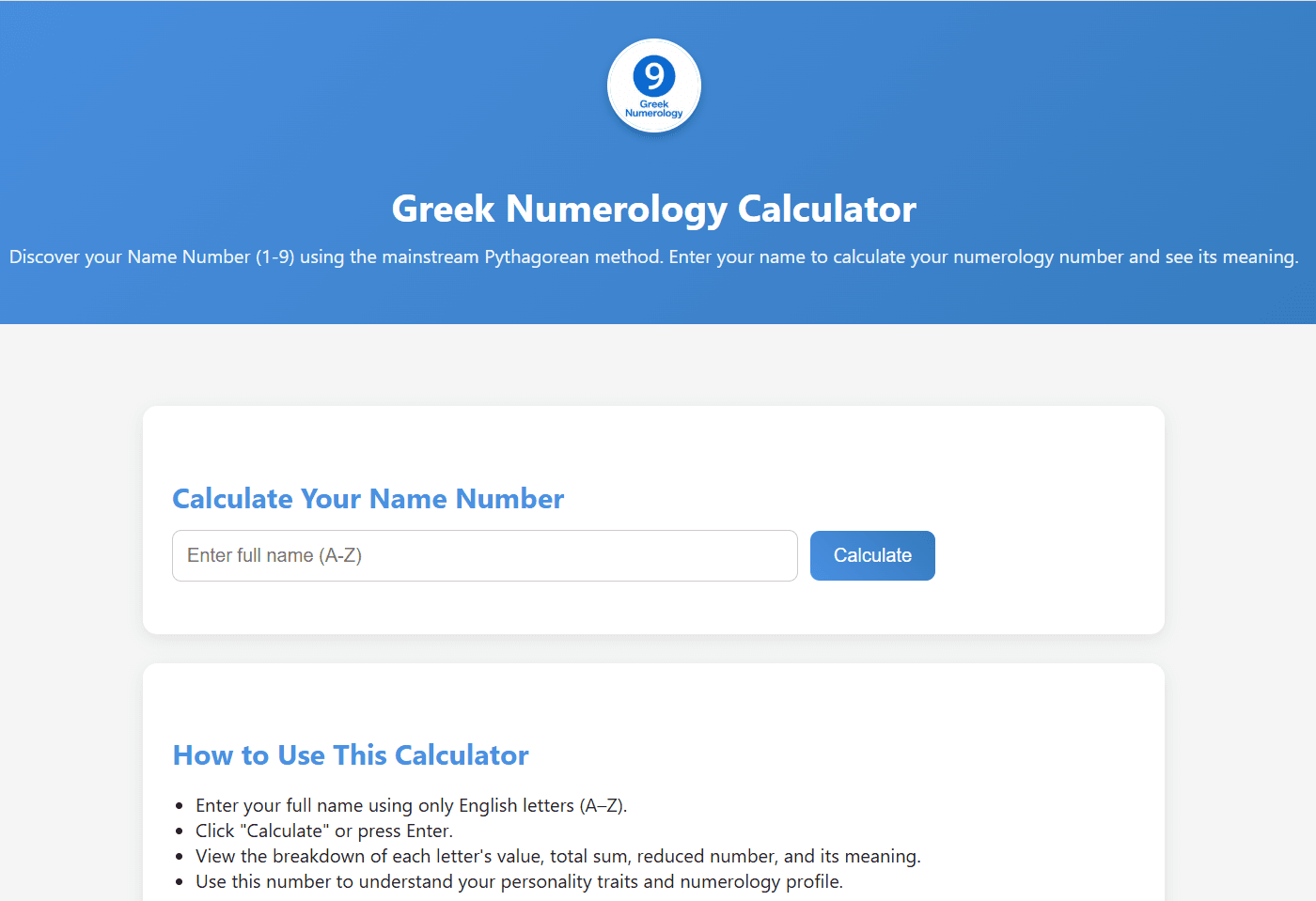 Greek Numerology Calculator screenshot 1