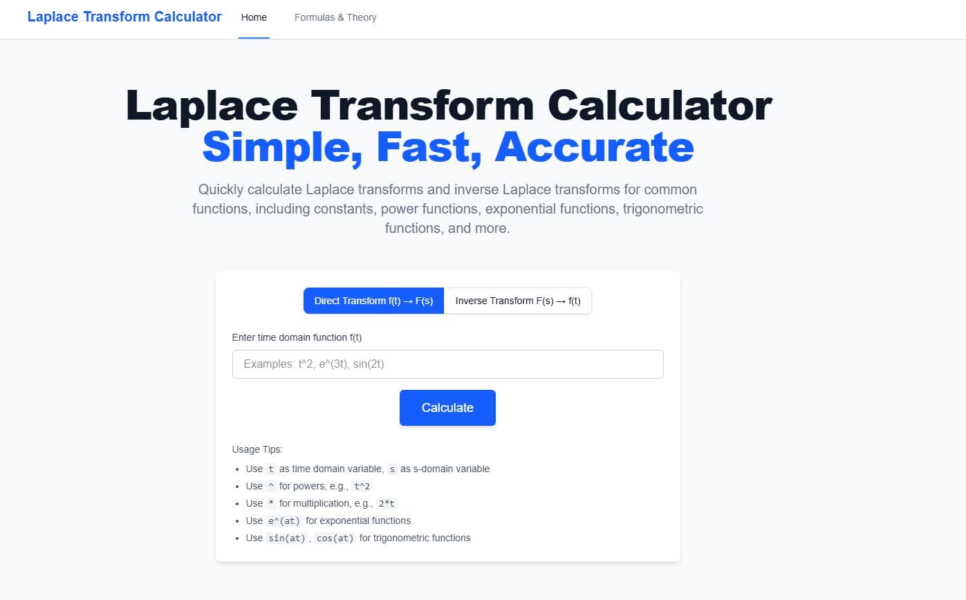 Laplace Transform Calculator screenshot 1