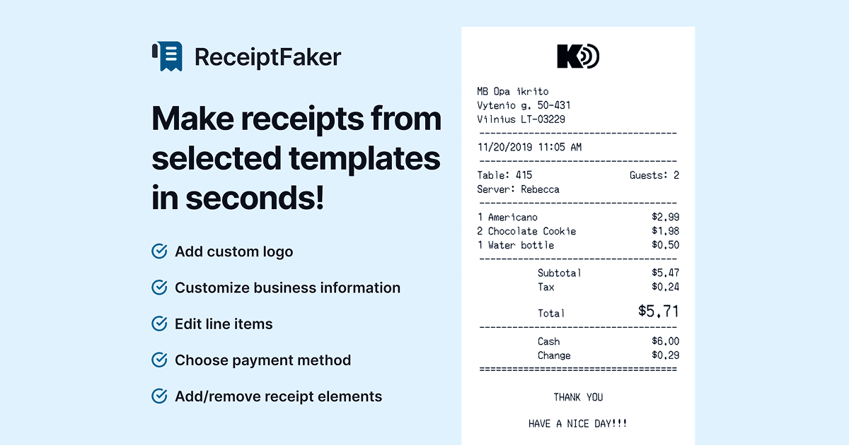 Receipt Faker screenshot 1