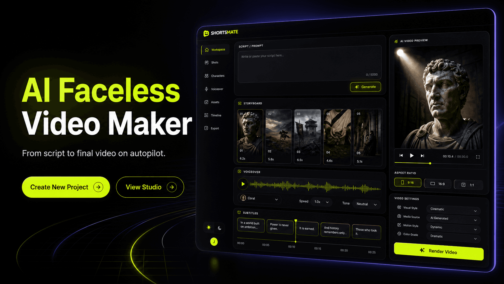 ShortsMate - AI Faceless Video Maker screenshot 1