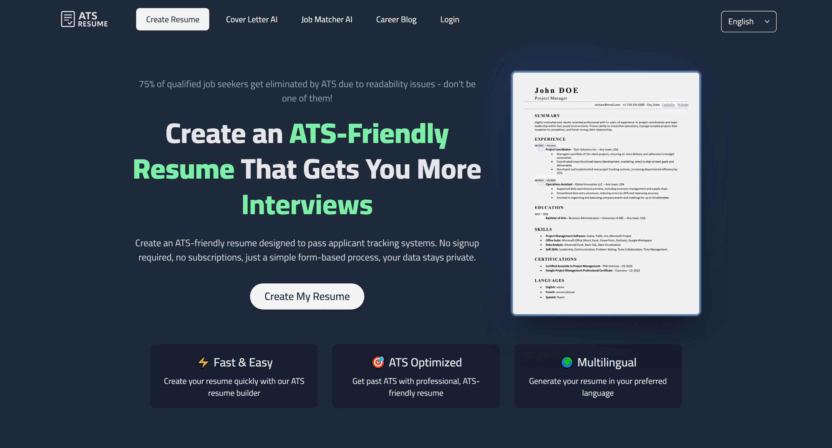 ATS Resume screenshot 1