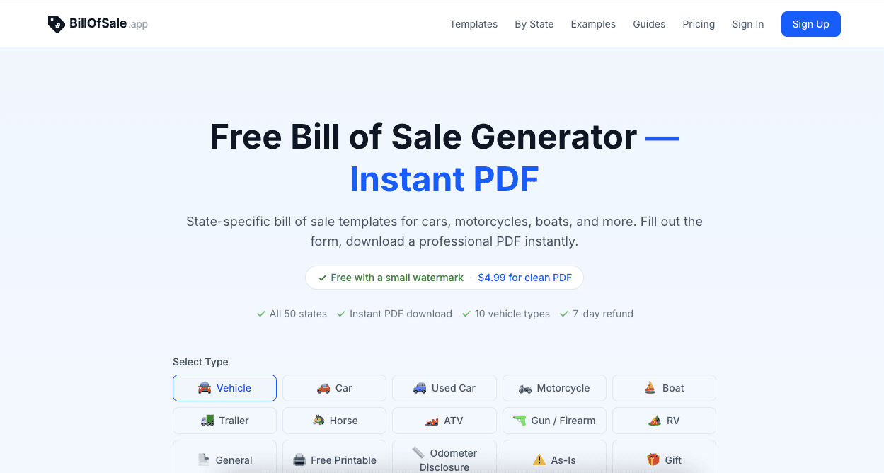 BillOfSale.app screenshot 1