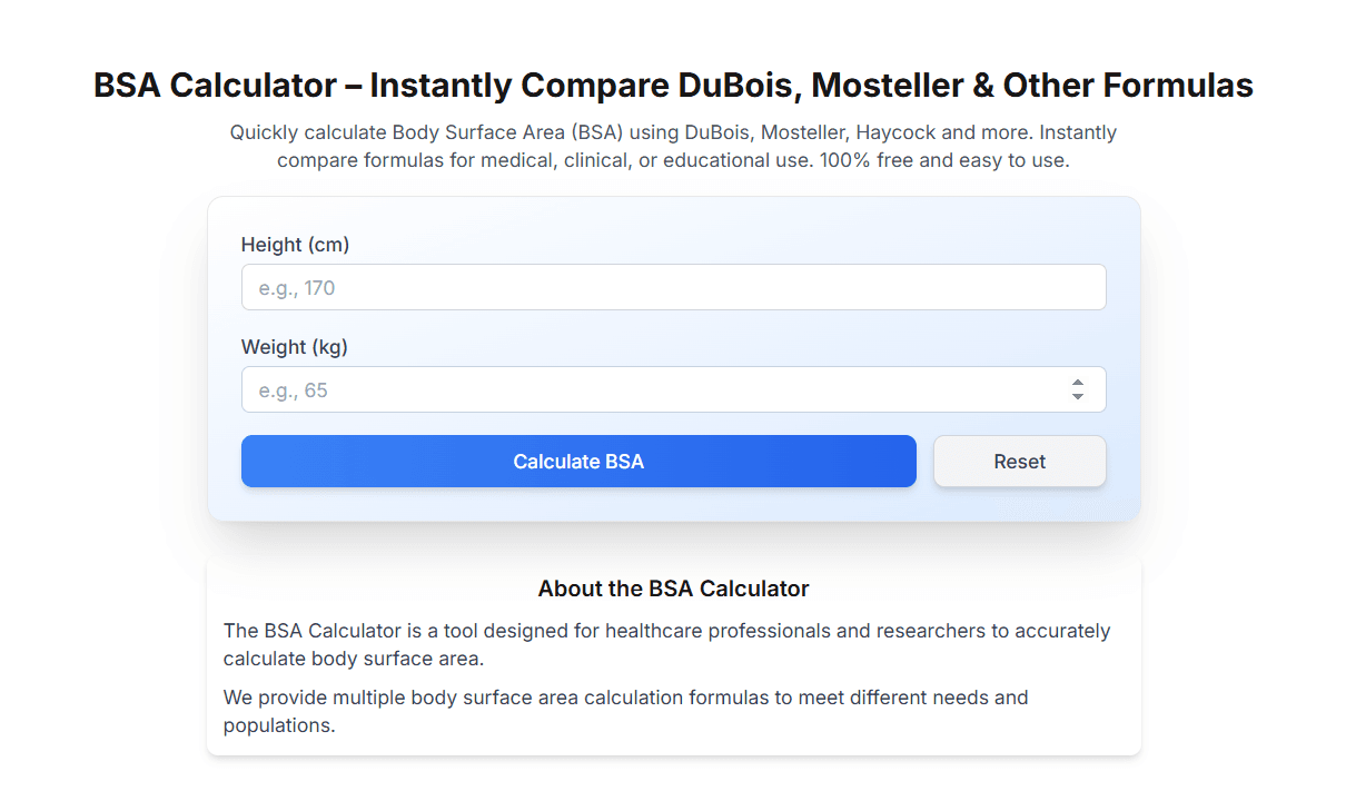 BSA Calculator screenshot 1