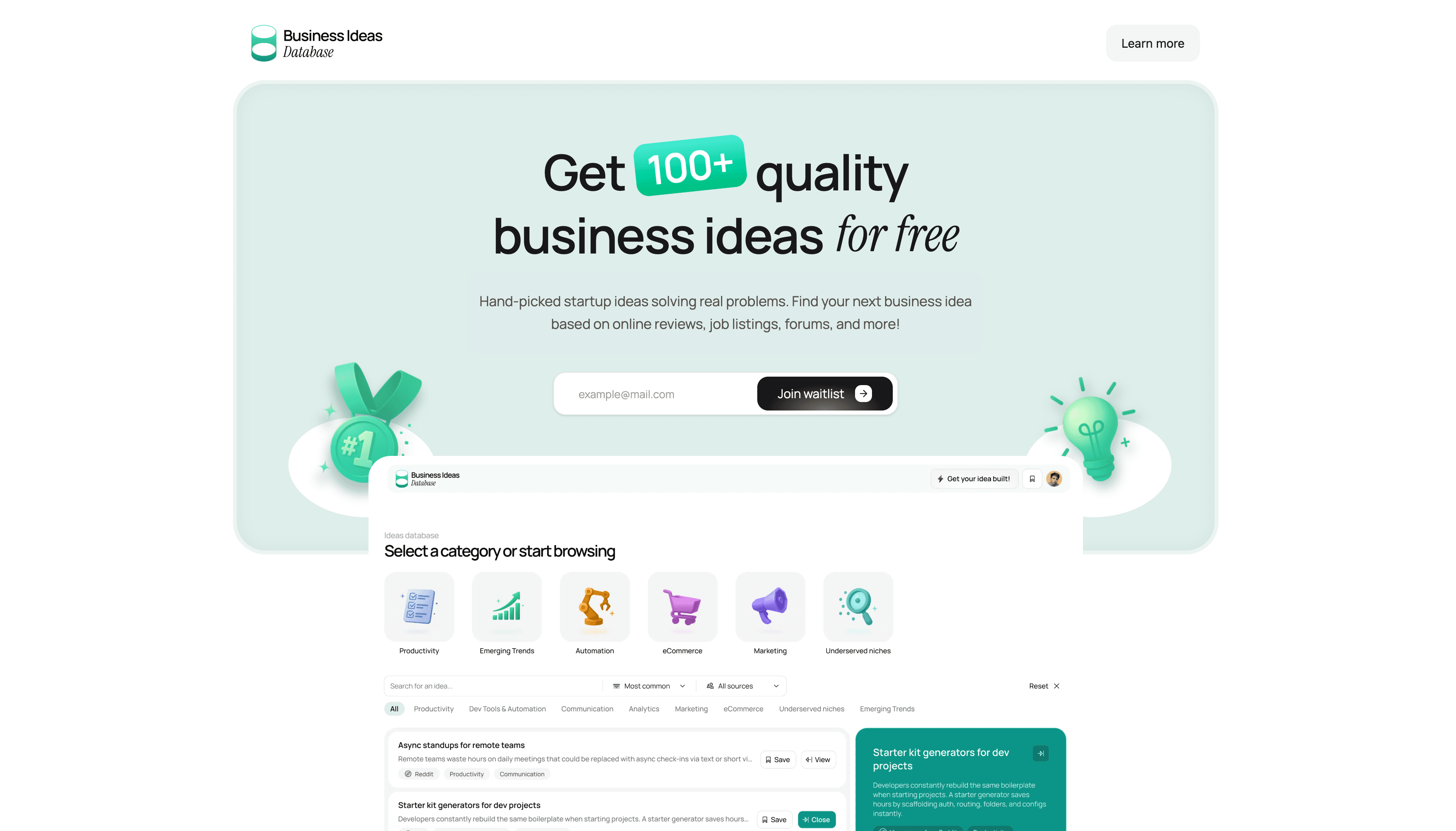 Business Ideas DB screenshot 1