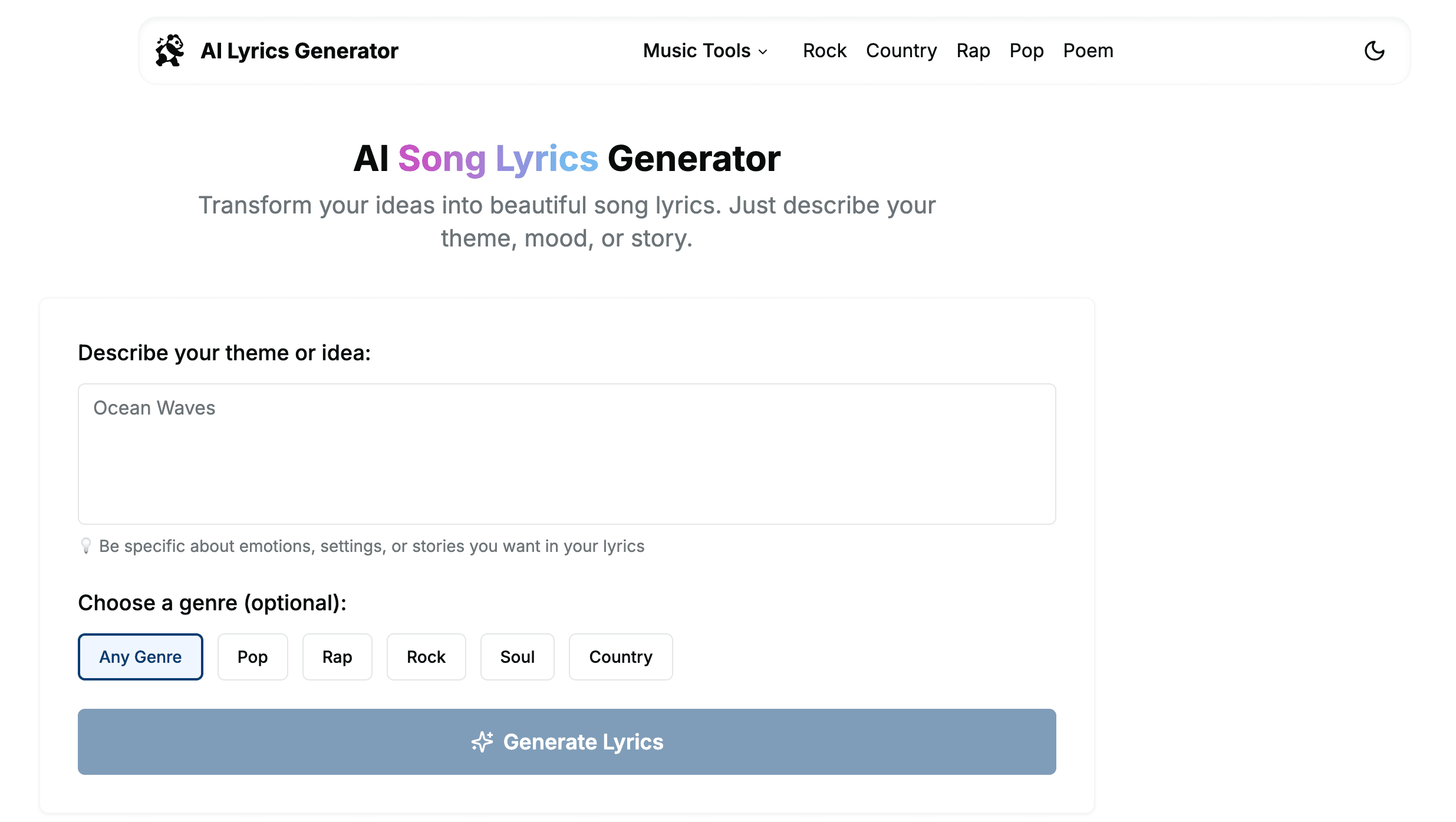 AI Lyrics Generator screenshot 1