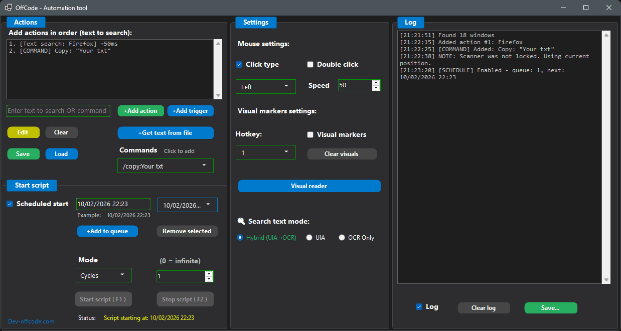 OffCode Automation tool screenshot 1