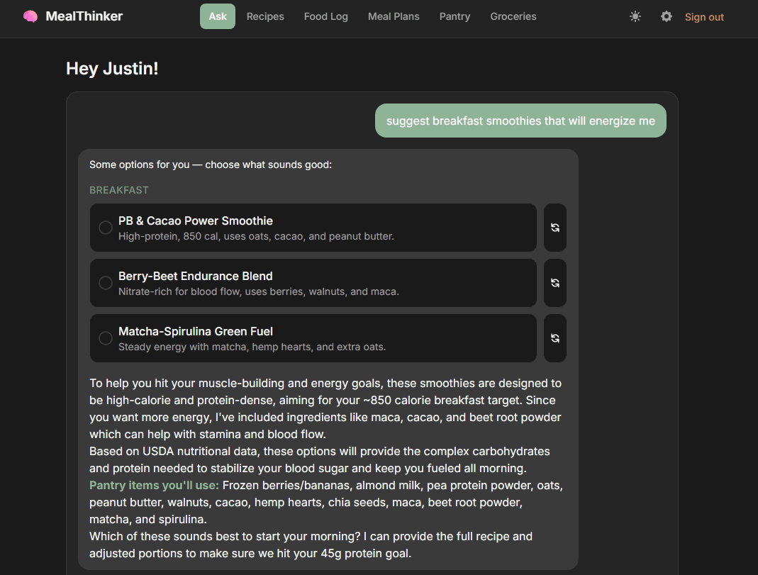 MealThinker screenshot 1